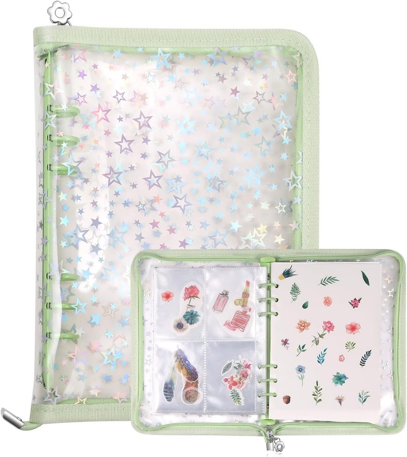 MUDOR 4 in 1 Sticker Storage Organizer, Binder with Storage Sleeves and Release Paper, Reusable Collecting Book Album Holder, A5 Blank Sticker Container Organizer - Image 1